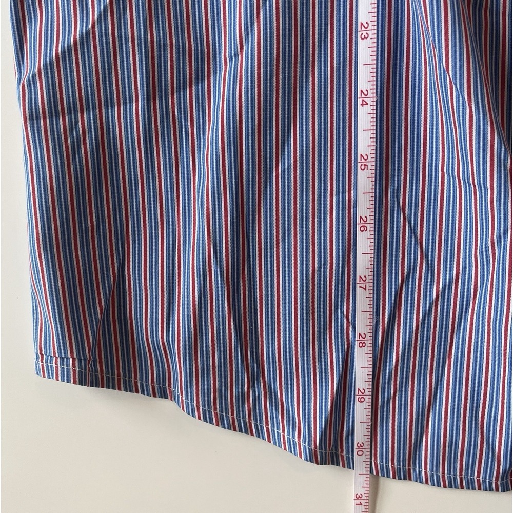 Faconnable Men's Size XL Trend Dress Shirt Red Blue White Stripe 100% Cotton - Picture 7 of 8